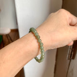 5.2mm A-Grade Natural Dark Green Jadeite Beaded Bracelet No.190149
