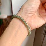 5.2mm A-Grade Natural Dark Green Jadeite Beaded Bracelet No.190149