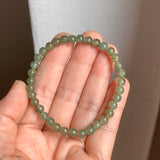 5.2mm A-Grade Natural Dark Green Jadeite Beaded Bracelet No.190149
