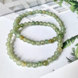 5.5mm A-Grade Natural Dark Green Jadeite Beaded Bracelet No.190153