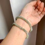 5.5mm A-Grade Natural Dark Green Jadeite Beaded Bracelet No.190153