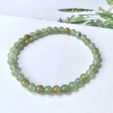 5.5mm A-Grade Natural Dark Green Jadeite Beaded Bracelet No.190153