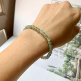 5.5mm A-Grade Natural Dark Green Jadeite Beaded Bracelet No.190153