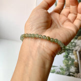 5.5mm A-Grade Natural Dark Green Jadeite Beaded Bracelet No.190153