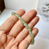 5.5mm A-Grade Natural Dark Green Jadeite Beaded Bracelet No.190153