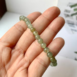 5.5mm A-Grade Natural Dark Green Jadeite Beaded Bracelet No.190153