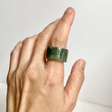17.2mm A-Grade Natural Dark Green Jadeite Archer Ring Band No. 161920