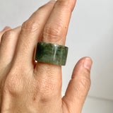 17.2mm A-Grade Natural Dark Green Jadeite Archer Ring Band No. 161920