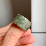 17.2mm A-Grade Natural Dark Green Jadeite Archer Ring Band No. 161920
