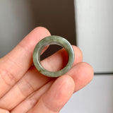 17.2mm A-Grade Natural Dark Green Jadeite Archer Ring Band No. 161920