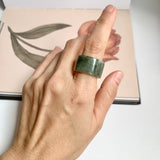 17.2mm A-Grade Natural Dark Green Jadeite Archer Ring Band No. 161931