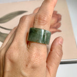 17.2mm A-Grade Natural Dark Green Jadeite Archer Ring Band No. 161931