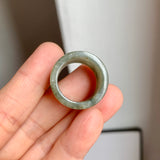 17.2mm A-Grade Natural Dark Green Jadeite Archer Ring Band No. 161931