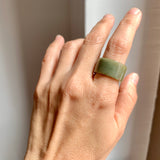17.2mm A-Grade Natural Dark Yellowish Green Jadeite Archer Ring Band No. 161923