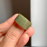 17.2mm A-Grade Natural Dark Yellowish Green Jadeite Archer Ring Band No. 161923