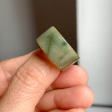 17.2mm A-Grade Natural Dark Yellowish Green Jadeite Archer Ring Band No. 161923
