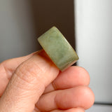 17.2mm A-Grade Natural Dark Yellowish Green Jadeite Archer Ring Band No. 161923
