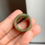 17.2mm A-Grade Natural Dark Yellowish Green Jadeite Archer Ring Band No. 161923