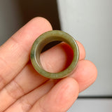 17.2mm A-Grade Natural Dark Yellowish Green Jadeite Archer Ring Band No. 161923