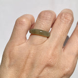 15.4mm A-Grade Natural Yellowish Green Jadeite Ring Band No: 161808