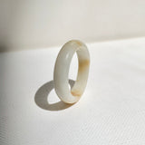 16.9mm A-Grade Natural White Yellow Jadeite Ring Band No: 161911