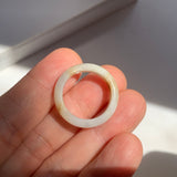 16.9mm A-Grade Natural White Yellow Jadeite Ring Band No: 161911