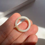 16.9mm A-Grade Natural White Yellow Jadeite Ring Band No: 161911