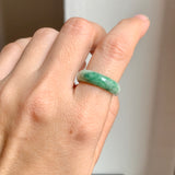 16.9mm A-Grade Natural Imperial Floral Jadeite Ring Band No: 161474