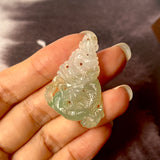 A-Grade Natural Green White Jadeite Dragon Pendant No.171093