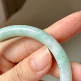 57.2mm A-Grade Natural Moss On Snow Jadeite Traditional Round Bangle No.152069