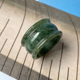 19.3mm A-Grade Natural Dark Green Jadeite Archer Ring Band No.161587