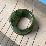 19.3mm A-Grade Natural Dark Green Jadeite Archer Ring Band No.161587
