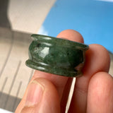 19.3mm A-Grade Natural Dark Green Jadeite Archer Ring Band No.161587
