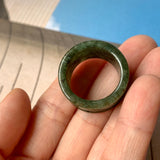 19.3mm A-Grade Natural Dark Green Jadeite Archer Ring Band No.161587