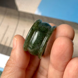 19.3mm A-Grade Natural Dark Green Jadeite Archer Ring Band No.161587