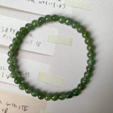 5.5mm A-Grade Natural Dark Green Jadeite Beaded Bracelet No.190386