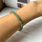 5.5mm A-Grade Natural Dark Green Jadeite Beaded Bracelet No.190386