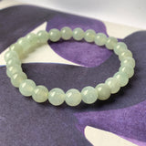 7.3mm A-Grade Natural Light Green Jadeite Beaded Bracelet No.190392