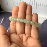 7.3mm A-Grade Natural Light Green Jadeite Beaded Bracelet No.190392