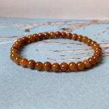 5.4mm A-Grade Natural Reddish Brown Jadeite Beaded Bracelet No.190387