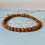 5.4mm A-Grade Natural Reddish Brown Jadeite Beaded Bracelet No.190387