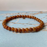 5.4mm A-Grade Natural Reddish Brown Jadeite Beaded Bracelet No.190387