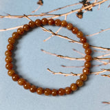 5.4mm A-Grade Natural Reddish Brown Jadeite Beaded Bracelet No.190387