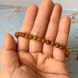 5.4mm A-Grade Natural Reddish Brown Jadeite Beaded Bracelet No.190387