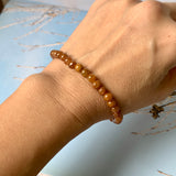 5.4mm A-Grade Natural Reddish Brown Jadeite Beaded Bracelet No.190387