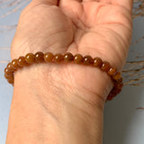 5.4mm A-Grade Natural Reddish Brown Jadeite Beaded Bracelet No.190387