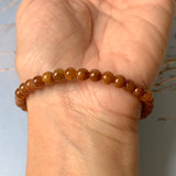 5.4mm A-Grade Natural Reddish Brown Jadeite Beaded Bracelet No.190387