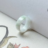 14.8mm A-Grade Natural Light Lavender Green Jadeite Abacus Ring Band No.162510