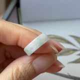 14.8mm A-Grade Natural Light Lavender Green Jadeite Abacus Ring Band No.162510
