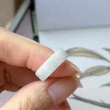 14.8mm A-Grade Natural Light Lavender Green Jadeite Abacus Ring Band No.162510